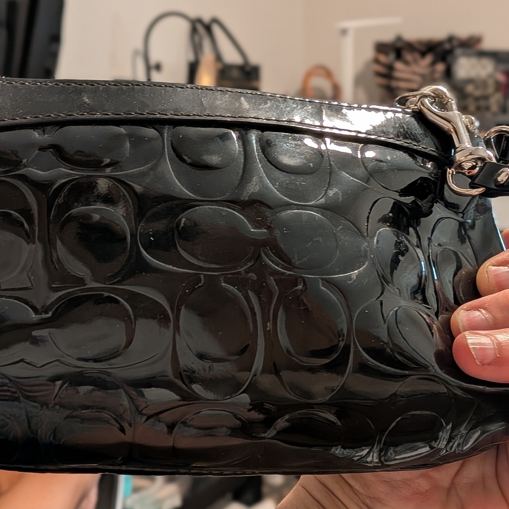 Coach Glossy Black Embossed Clutch - Picture 3 of 5